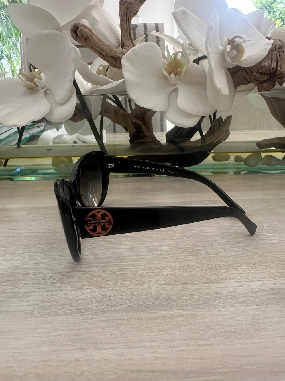 Tory Burch Black Oversized Gradient Lens Sunglasses
